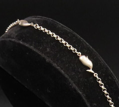 925 Sterling Silver - Vintage Dainty Double Whale Rolo Chain Bracelet - ... - £33.86 GBP