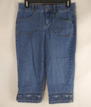 Gloria Vanderbilt Alexis Denim Capri Jeans With Floral Embroidered Cuffs... - $12.86