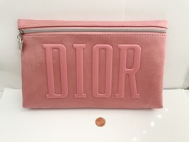 DIOR Beauty Pink Makeup Bag Cosmetic Pouch Suede texture - $38.99