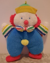 Vintage Terry Cloth Clown Plush Rattle Toy Lovey Primary Colors 7” - £78.88 GBP