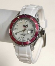 New Tko Orlogi TK501-PW Women&#39;s Venetia Mop Dial Pink Bezel White Silicone Watch - £46.89 GBP