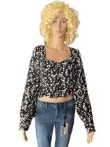 Love Tree Floral Boho Cropped Blouse With Long Sleeves Women Small NEW - £27.37 GBP