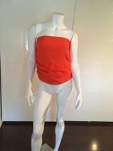 Jay Godfrey Orange Silk Strapless Ruched Zip top Blouse Size 4 NWOT - $24.75