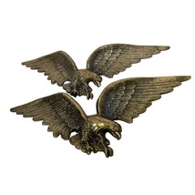 Vintage 29&quot; Cast Aluminum Brass Finish Federal Bald Eagle Wall Plaque Set Of 2 - £105.46 GBP