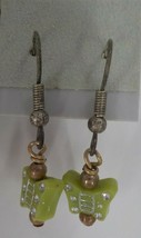 DANGLE BUTTERFLY EARRING LIME GREEN FISHHOOK PAINTED YOUTH TWEEN FASHION... - $4.99