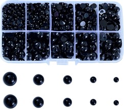 Zhbrchz 850pcs Round Black Plastic Doll Eyes 4mm 5mm 6mm 8mm 10mm Flatback  - £14.20 GBP