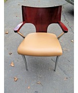 Modern Reception Waiting Area Chair Chrome Wood Novellino Guest Armchair... - £93.72 GBP