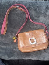 Dooney Bourke Handbag Bag Yan Leather Enamel Multi Color Hearts Buckle Pink - £18.66 GBP