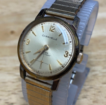 Vintage Caravelle Lady Gold Tone Small Second Stretch Hand-Wind Mechanical Watch - £36.43 GBP