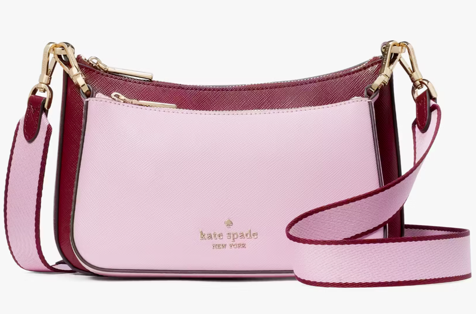 NWB Kate Spade Duet Purple & Pink Leather Crossbody KH759 Purse $349 Gift Bag FS