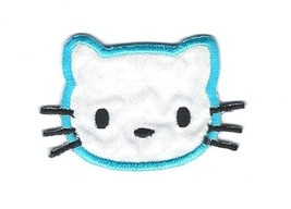 2.25X1.5&quot; KITTY blue rim head IRON ON / SEW ON PATCH キティ・ホワイト Kiti Howaito - $6.64