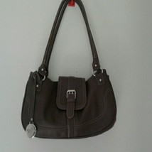 CHAPS Shoulder Handbag Purse Brown Buckle  Medium Size Faux Leather 2 Handles - £16.95 GBP
