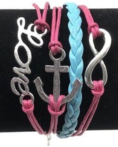 Pink and Blue Love Infinity Anchor Charm Infinity Bracelet - $4.95