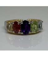 Karis African Amethyst, Multi Gemstone 5 Stone Ring in 18K YG Plated and Platinu - $30.00