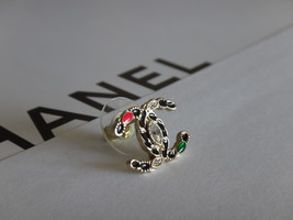 VIP Gift Chanel earrings Gold tone Black Green and Red CC - $39.95