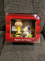 Westland Peanuts Snoopy Hugging Charlie Brown Magnetic Salt Pepper Shaker Unique - £20.09 GBP
