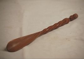 Hand Carved Wooden Twisted African Shoe Horn w Native Head Figurine - $9.89