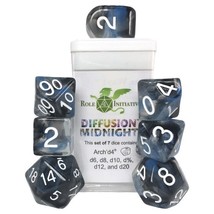 Role 4 Initiative 7-Set Diffusion Midnight with White with Arch&#39;d4 &amp; Balance&#39;d20 - £11.93 GBP