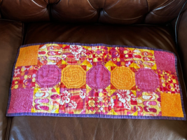 Handmade Purple w Pink &amp; Orange Quilted Rectangle w Flowers Summer Flip ... - $11.29