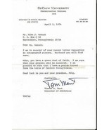 Thomas Tom Tommy Mont Signed 1979 Typed Letter DePauw Maryland  - £38.91 GBP
