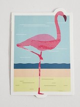 Flamingo Standing on One Leg on Beach Cartoon Sticker Decal Multicolor Awesome - £1.83 GBP