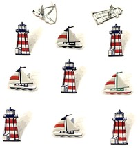 Eyelet Outlet Shape Brads 12/Pkg-Boat &amp; Lighthouse - $11.69