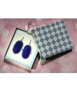 Women&#39;s Earrings, Silver-finished steel, Blue teardrop, fishhook ear wire - £13.31 GBP