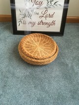 PICNIC PLATE HOLDERS BAMBOO OR WICKER CAMPING SET OF 7 - £13.37 GBP