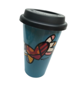 Romero Britto Flying Heart Travel Mug Pop Art Tumbler 9.5 oz Lid 2012 Mo... - £23.51 GBP