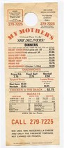 My Mothers Menu A Good Place to Be, She Delivers N 19th Avenue Phoenix Arizona  - £11.07 GBP
