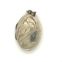 Vintage Signed Sterling Silver Art Nouveau Etched Floral Photo Locket Pendant - £31.58 GBP