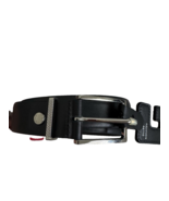NEW TUMI leather men&#39;s belt black 44/110 adjustable France designer - $135.32 CAD