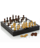 Wood and Leather Chess Set, Handmade - $1,287.00