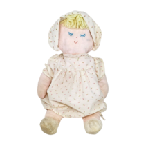 14&quot; Vintage Eden Baby Rag Doll Girl Blonde Hair Flower Pj&#39;s Stuffed Animal Plush - £36.48 GBP