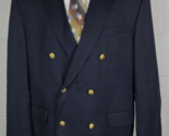 Travel Smith Mens Double Breasted Black Wool Blazer Jacket w. Gold Butto... - $34.65