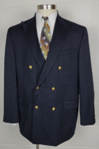 Travel Smith Mens Double Breasted Black Wool Blazer Jacket w. Gold Butto... - $34.65