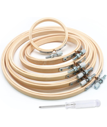 6 Pcs Embroidery Hoops Set, round Wood Embroidery Hoops, Adjustable Bamb... - $226.75 MXN