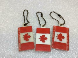 3 X Vintage Sample Keychains Canadian Flag Ancien Porte-Clés For A United Canada - £6.74 GBP