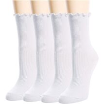 sockfun Women&#39;s Ruffle Socks 80% Cotton White 4 Pack - Size M - $64.35 MXN