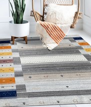 EORC Buy Hand-Knotted Wool Multi Transitional Modern Gabbeh Rug Online - £1,202.43 GBP+