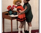 RPPC Tinted Children Embracing w Flowers Bonne Annee New Year UNP Postca... - £3.85 GBP