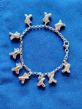 925 Sterling Silver Italian X Charm Rolo Link 7.5 In Bracelet Free Shipping - $736.23 MXN