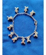 925 Sterling Silver Italian X Charm Rolo Link 7.5 In Bracelet Free Shipping - $729.90 MXN
