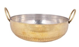 Brass KADHAI with Brass Handle and Inner Kalai Tin Plated DEEP frying 70... - $76.83