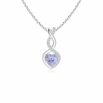 Tanzanite Infinity Heart Pendant with Diamonds in 14K White Gold (A, Size- 4MM) - £259.40 GBP