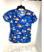 Dickies Womens Sz S Scrub Top Shirt Nurse Medical Beach Sand Dog - $16.82