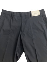 Uniqlo Men&#39;s Navy Blue Easy Care Stretch Slim Fit Pants Size 31x34 Flat Front - £18.89 GBP