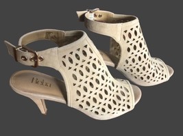 Womens REBA High heels sling back size 6 HADDIEE CREAM IVORY Laser Cut S... - $24.75