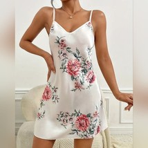 Floral Print Nightgown, V-Neck Backless Sleep Dress, Women&#39;s silky pijama Size M - £16.89 GBP