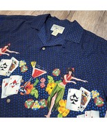 Big Dogs Hawaiian Shirt Mens Small Blue Rayon Short Sleeve Cards Casino ... - $19.99